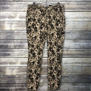 Madewell Skinny Floral Beige Brown Corduroy Pants